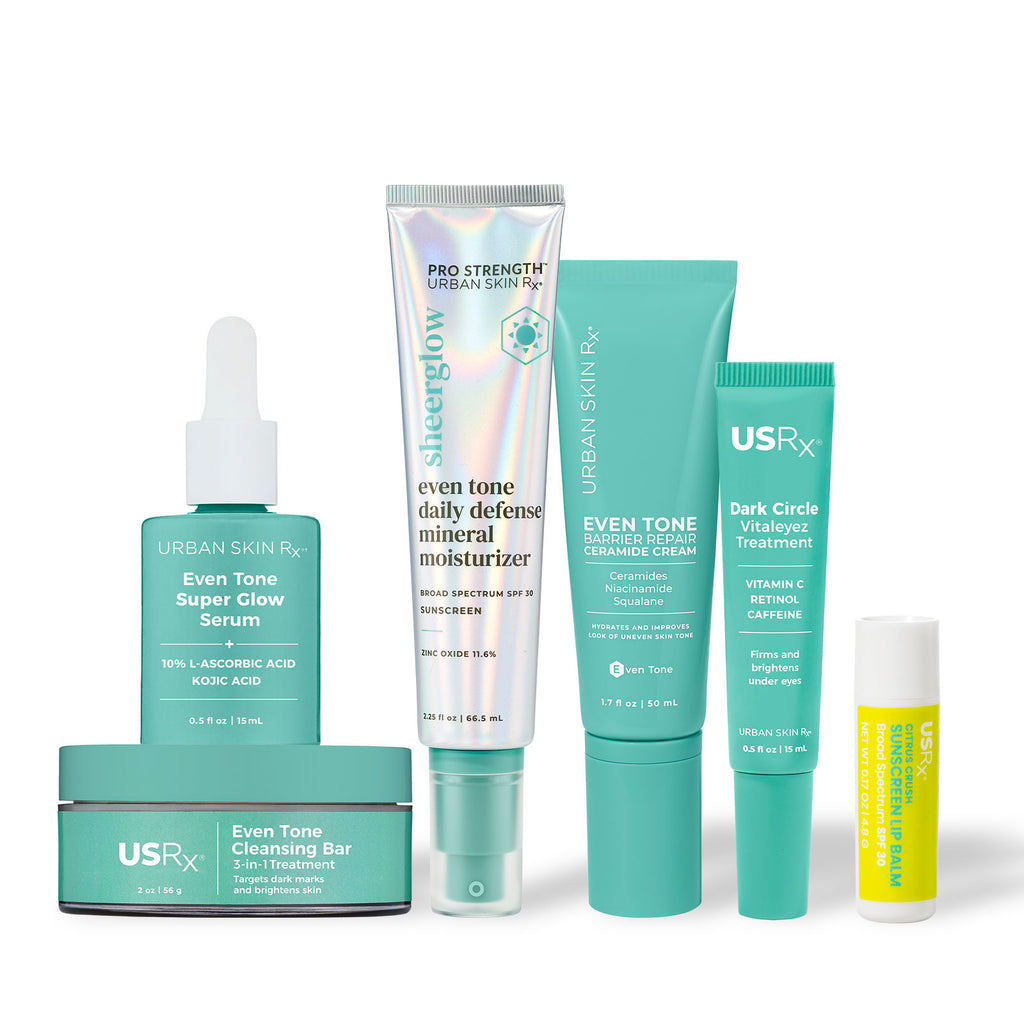 Urban Skin Rx Summer Essentials Bundle skincare products on a white background